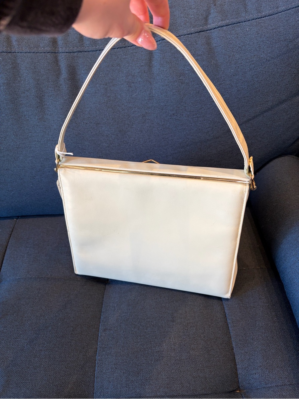 vintage Cream Structured Top-Handle Women's Bag